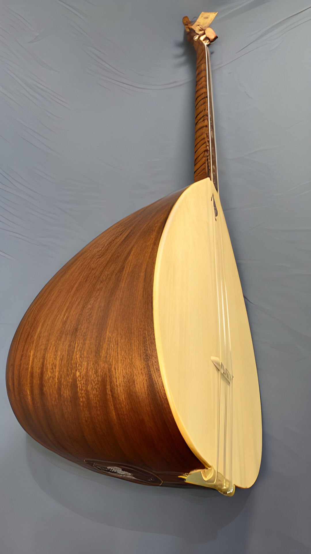 Uzun Sap Yaprak Maun Profesyonel Bağlama | El Yapımı Mat Cila Bağlama | Telli Çalgı Yapım