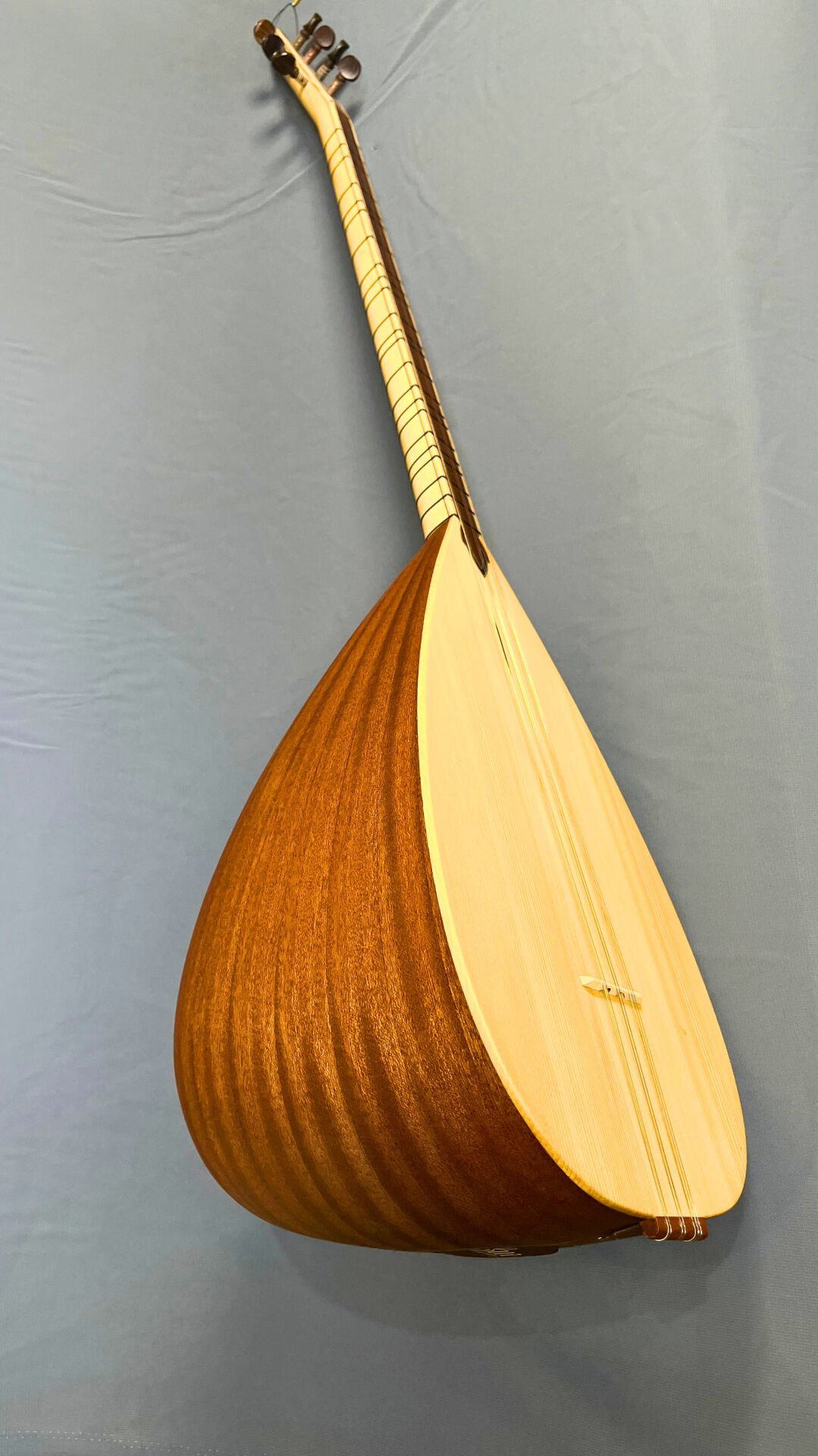 Telli Çalgı Yapım Uzun 42 Tekne Yaprak Maun Profesyonel Bağlama