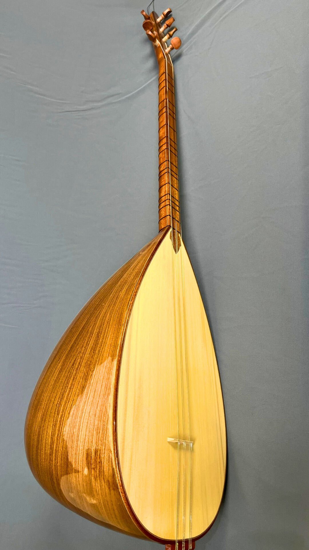 Kısa Sap Yaprak Karaağaç 42,5 Tekne Profesyonel Bağlama | Telli Çalgı Yapım