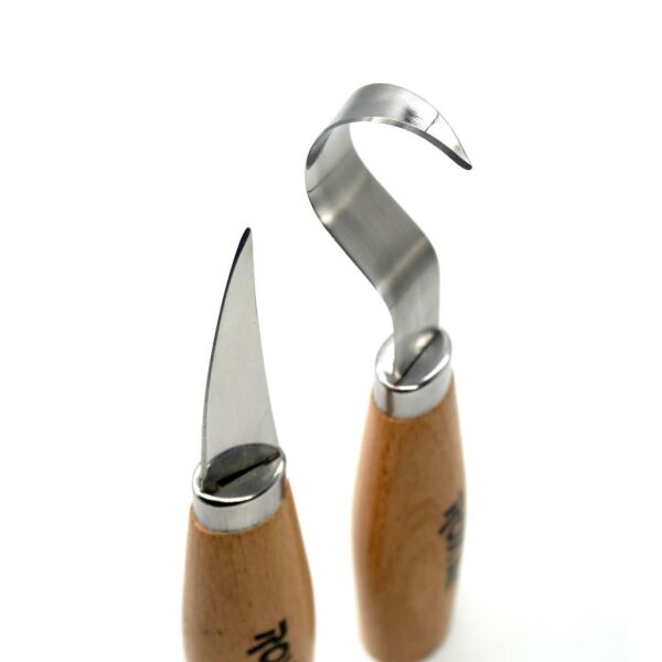 rox wood 4505 ahşap kaşık kuksa oyma bıçak seti 2 parça