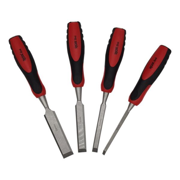 rox wood düz ıskarpela seti 4 parça neopren çantalı