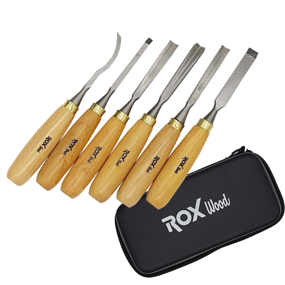 rox wood ahşap oyma ıskarpela seti 6 parça neopren çantalı