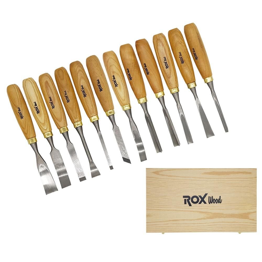 rox wood 9097 ahşap oyma ıskarpela seti 12 parça ahşap kutulu