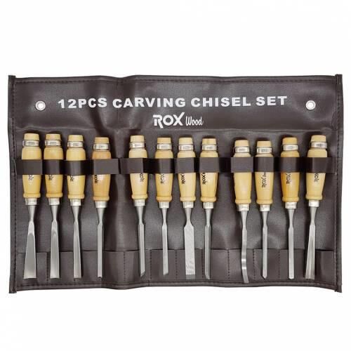 rox wood ahşap oyma ıskarpela seti 12 parça metal yüzüklü saplı