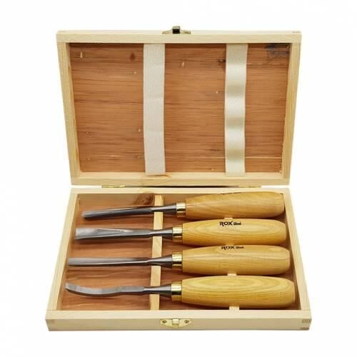 rox wood ahşap oyma ıskarpela seti 4 parça ahşap kutulu