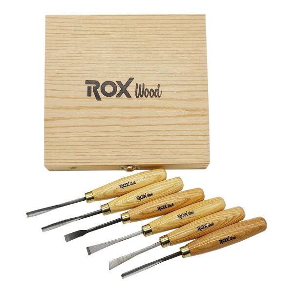 rox wood ahşap oyma iskarpela seti 6 parça ahşap kutulu