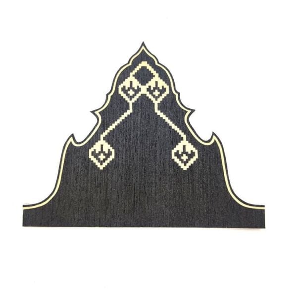 Black Floor Covering, White Contoured Kilim Motif Covering