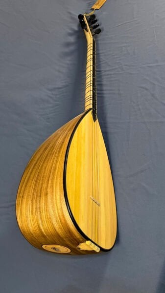 Kısa Sap Yaprak Karaağaç Kesik Tekne Profesyonel Bağlama 41 cm | Professional Short Neck Elm Wood Cut Bowl Baglama 41 cm